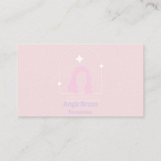 ピンクの受付係の名刺の両面 名刺 (裏面)