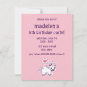 ピンクの口ひげユニコーンバースデーパーティ招待状 招待状 (裏面)