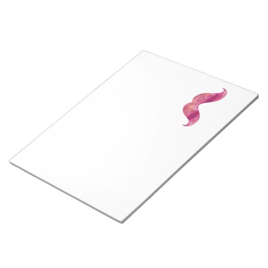 ピンクの口ひげ絞り染め水の色の口ひげデザイン ノートパッド (アングル)