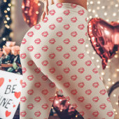 ピンクの口紅のキスマークのプリント レギンス