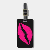 ピンクの口紅のキス ポップアート ラゲッジタグ (正面縦)