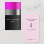 ピンクの口紅の化粧 名刺 (正面/裏面)