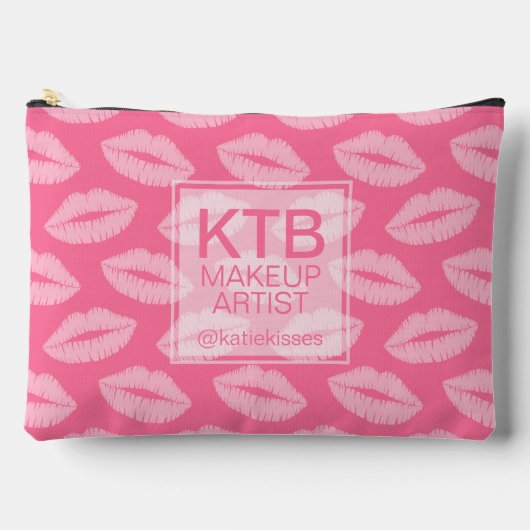 ピンクの口紅カスタム唇メイクアップアーティスト アクセサリーポーチ (正面)