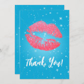 ピンクの口紅キスありがとう サンキューカード (正面/裏面)