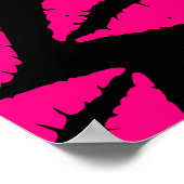 ピンクの口紅キスポップ・アートのアートピンクとブラック ポスター (角)