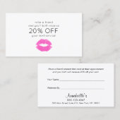 ピンクの口紅キス美しいお客様紹介 紹介カード (正面/裏面)