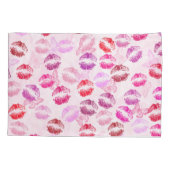 ピンクの口紅キス 枕カバー (裏面-左)
