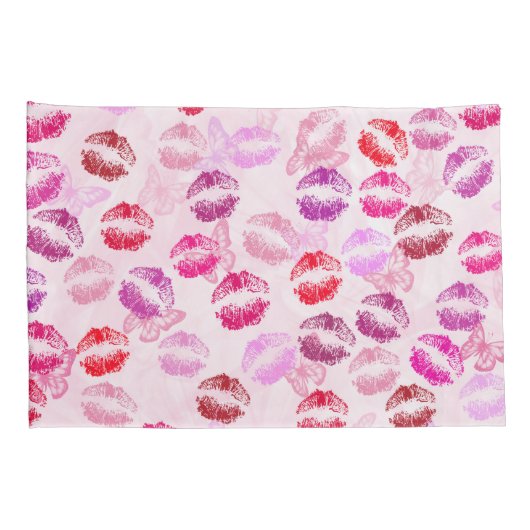 ピンクの口紅キス 枕カバー (裏面-右)