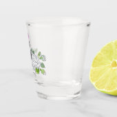 ピンクの口紅スケッチバラ花葉フローラh ショットグラス (右)