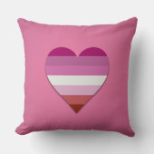 ピンクの口紅レズビアンプライドハートデザイン投げピル クッション (正面)