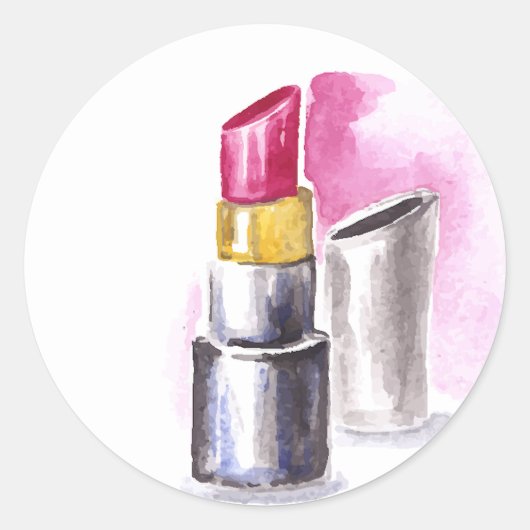 ピンクの口紅 ラウンドシール (正面)