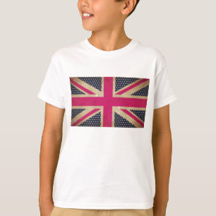 ピンクの古いユニオン・ジャック・キッズTシャツ Tシャツ