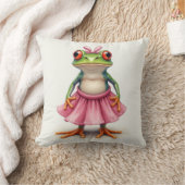 ピンクの可愛いカエル クッション (ブランケット)
