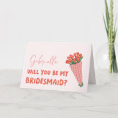 ピンクの可愛いチューリップが私の花嫁の提案になる カード (正面)