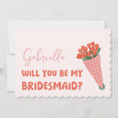 ピンクの可愛いチューリップが私の花嫁の提案になる カード (正面)