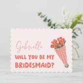 ピンクの可愛いチューリップが私の花嫁の提案になる カード (スタンド正面)