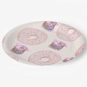 ピンクの可愛いデザートのドーナツのイラストパターン ペーパープレート (アングル)