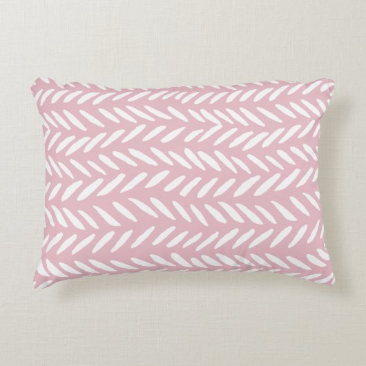 ピンクの可愛いパステルのヘリンボーン模様 アクセントクッション (正面)
