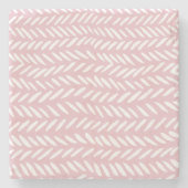 ピンクの可愛いパステルのヘリンボーン模様 ストーンコースター (正面)