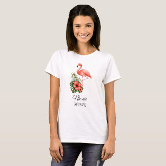 ピンクの可愛いフラミンゴのレトロトロピカルカスタムTシャツ Tシャツ