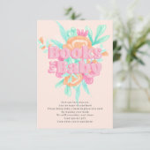 ピンクの可愛いフローラ書ガーリー書ベビー エンクロージャーカード (スタンド正面)