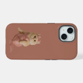 ピンクの可愛い人魚に扮した猫 iPhone 15ケース (裏面横)