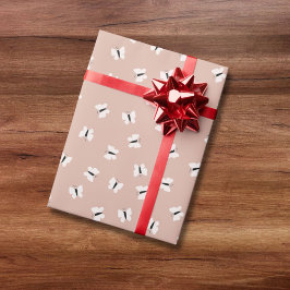 ピンクの可愛い手描き蝶パターン ラッピングペーパー