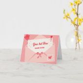 ピンクの可愛い手紙 カード (黄色い花)