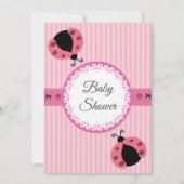 ピンクの可愛い漫画のラディバグの赤ちゃんシャワー 招待状 (裏面)