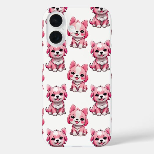 ピンクの可愛い犬 - 白 Case-Mate iPhoneケース (裏面)