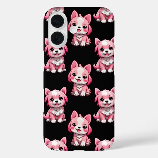 ピンクの可愛い犬 - 黒 Case-Mate iPhoneケース (裏面)