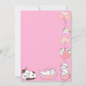 ピンクの可愛い猫の1歳の誕生日 招待状 (裏面)