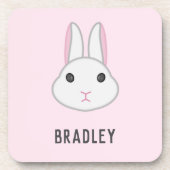 ピンクの可愛い白いバニー コースター (正面)