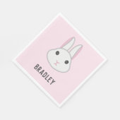 ピンクの可愛い白いバニー スタンダードランチョンナプキン (角)