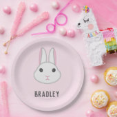 ピンクの可愛い白いバニー ペーパープレート (パーティー)