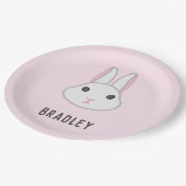 ピンクの可愛い白いバニー ペーパープレート (アングル)