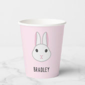 ピンクの可愛い白いバニー 紙コップ (正面)