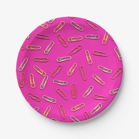 ピンクの可愛い紙クリップ ペーパープレート (正面)