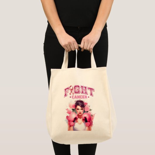 ピンクの可愛い花柄の乳がん トートバッグ (正面(商品))