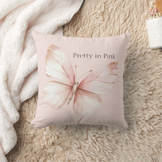 ピンクの可愛い蝶々 クッション (ブランケット)