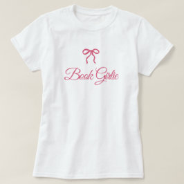 ピンクの可愛らしいリボンの本好き女子のためのブックアイテム Tシャツ