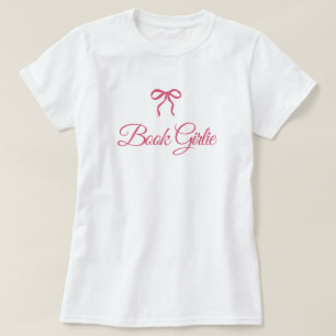 ピンクの可愛らしいリボンの本好き女子のためのブックアイテム Tシャツ