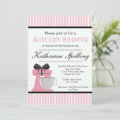 ピンクの台所シャワーのブライダルの結婚式招待状 招待状 (スタンド正面)