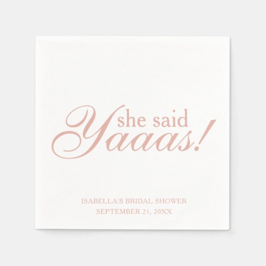 ピンクの台本って彼女が言った！ブライダルシャワー結婚の スタンダードカクテルナプキン (正面)