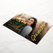 ピンクの台本写真大千年記念卒業 箔招待状 (回転した状態)