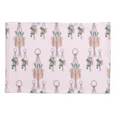 ピンクの吊り下げ鉢の植物 枕カバー (裏面)