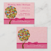 ピンクの名刺のパッチワークツリー 名刺 (正面/裏面)