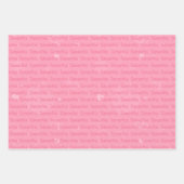 ピンクの名前とハート パーソナライズされた ラッピングペーパーシート (正面3)