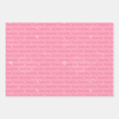 ピンクの名前とハート パーソナライズされた ラッピングペーパーシート (正面2)