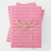 ピンクの名前とハート パーソナライズされた ラッピングペーパーシート (インサイチュ)